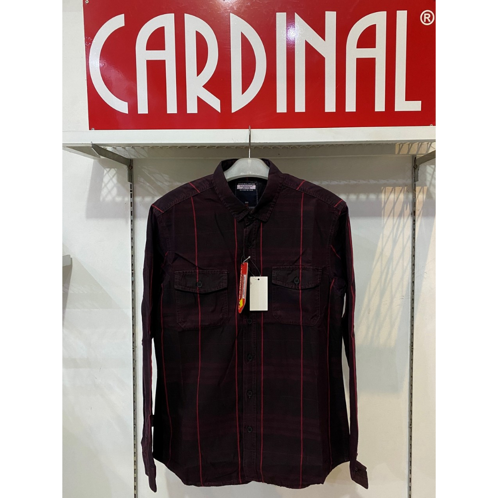 Be Goods "Kemeja Lengan Panjang Cardinal" Warna Merah Maroon