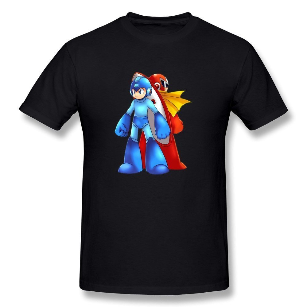 Baju Kaos Anak FENGTING Men's Megaman Protoman Rockman T-shirt S Black Tee Apparel