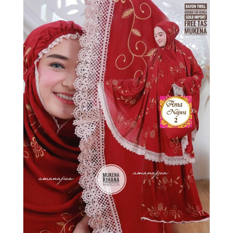 Mukena Rihana by ama najwa / Mukena Eliza by mudra hijab / Mukena bordir free tas / Mukena rayon twi