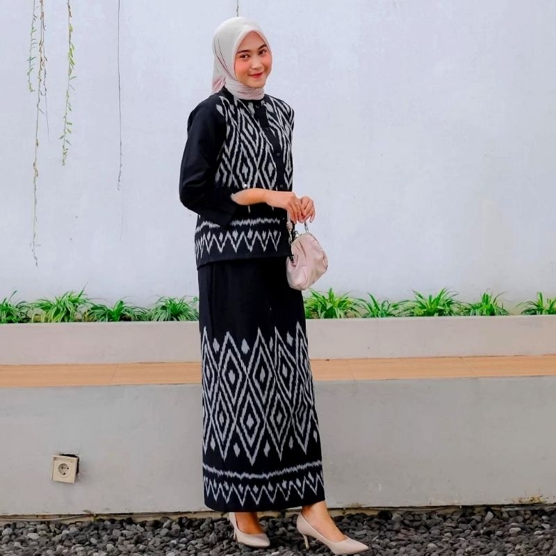 setelan blouse set blouse outfit setelan tenun setelan wanita setelan rok tenun rok span ST8