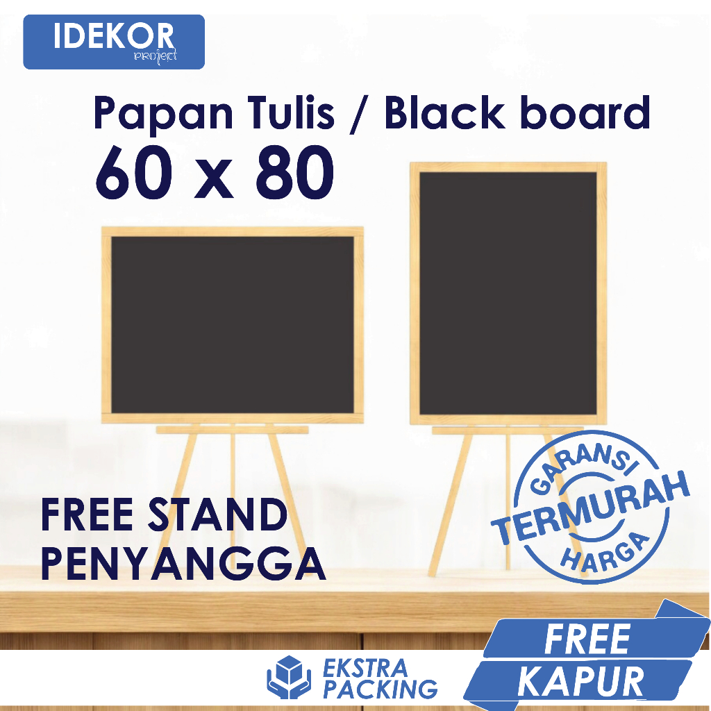 

Papan Tulis Kapur Hitam Blackboard Chalkboard 60x80 cm Kayu Jati Belanda