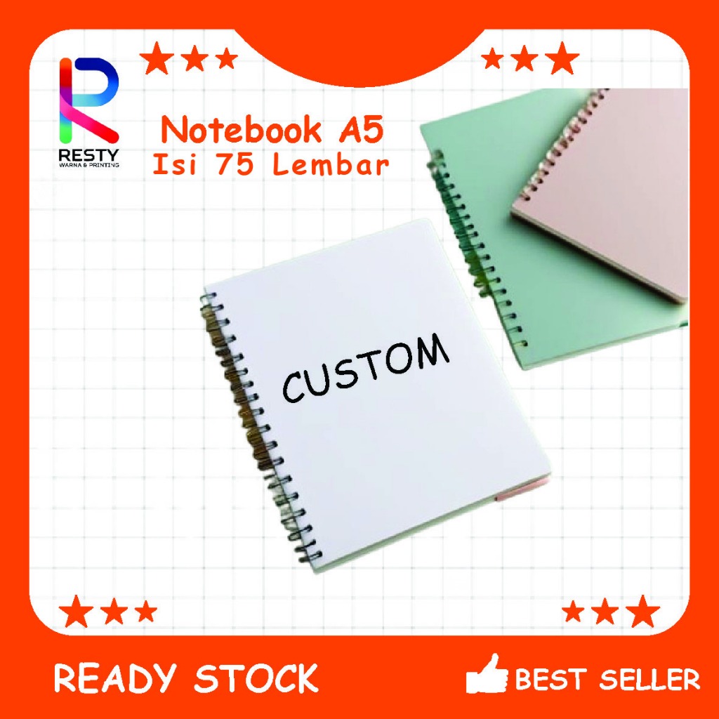 

Notebook / Buku Catatan A5 Custom Nama Logo – Polos Isi 75 Lembar