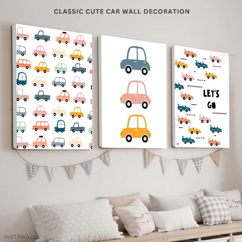 Hiasan dinding kamar anak cute classic carsDekorasi dinding kamar anak bayiDekorasi kamar tidur anak