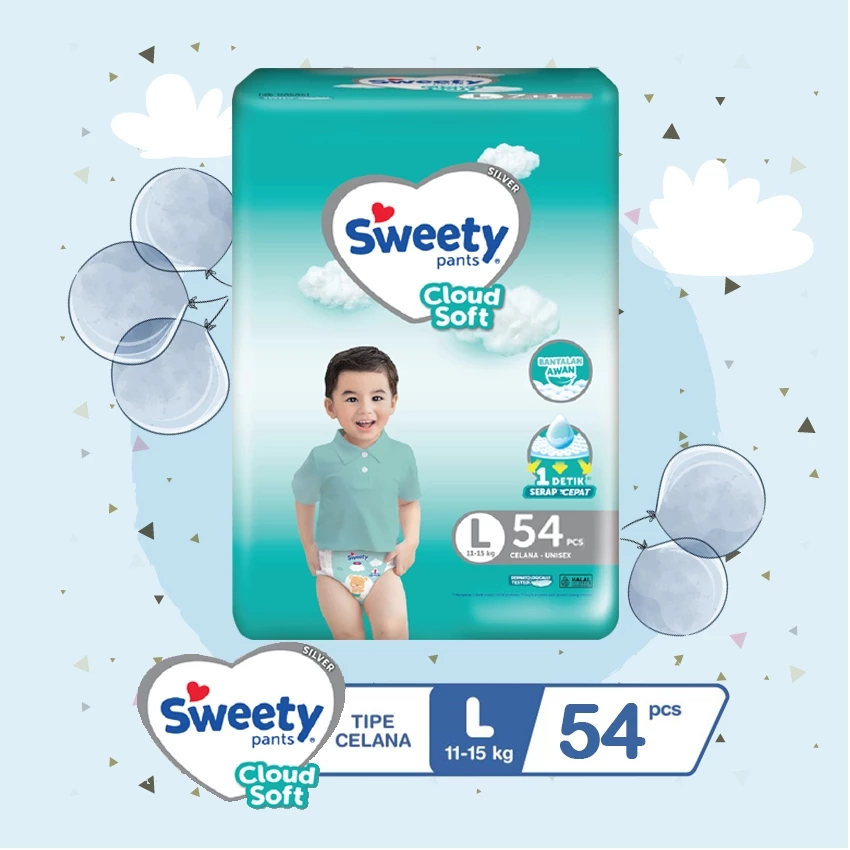 Sweety Silver Pants L54 - Sweety Popok Celana Silver L 54