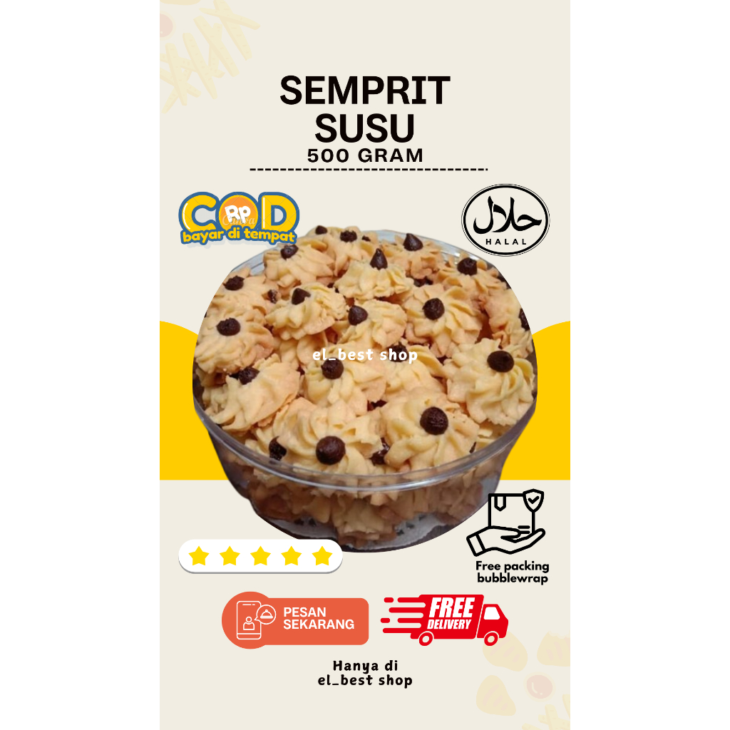 

Kue Semprit Susu 500 gram | Kue Lebaran | Kue Kering | Soft Cookies Parcel Lebaran Hampers Cookies