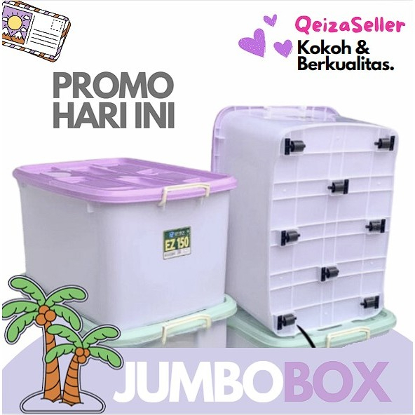 EZY CONTAINER BOX 150 LITER + RODA JUMBO BESAR