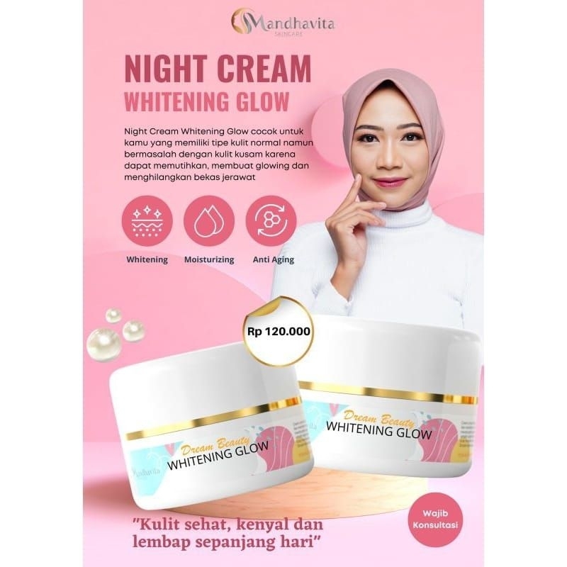 mandhavita senovitha dream beauty whitening glow cream malam  msglow mkskin L'oreal hadalabo Ella el