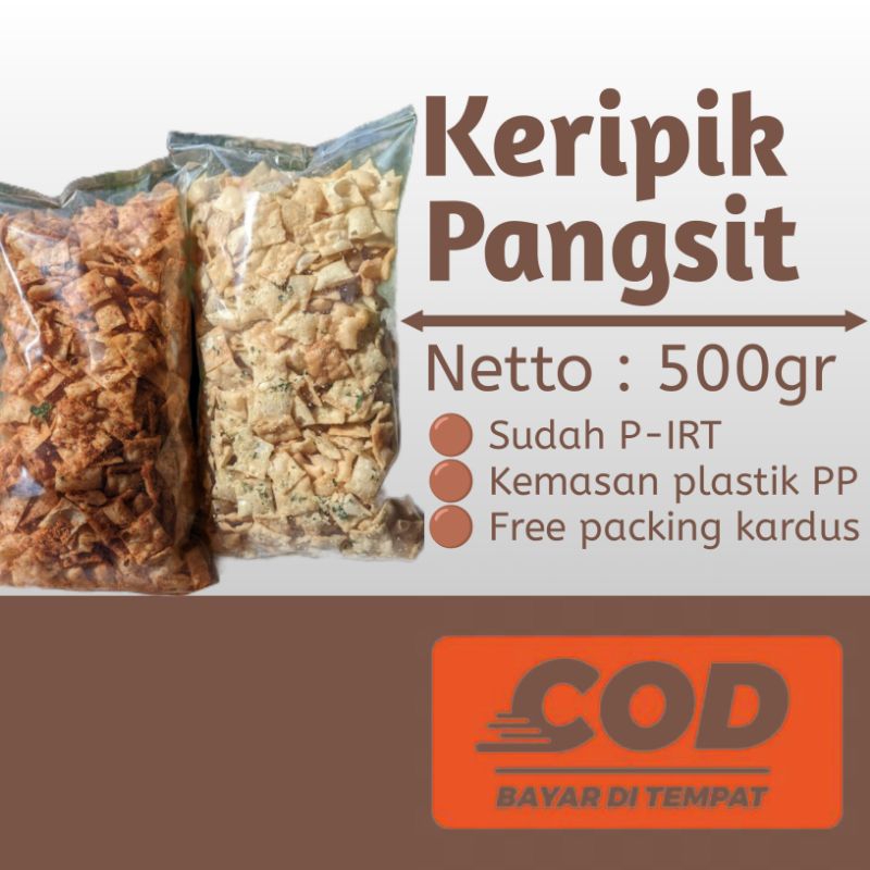 

Keripik Pangsit Asin/Pedas Daun Jeruk Kemasan Ekonomis 500gr.