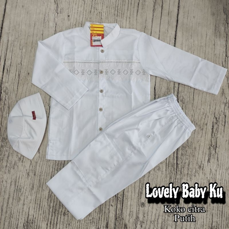 BUSANA MUSLIM ANAK PUTIH / SETELAN KOKO ANAK PUTIH / KOKO CITRA PUTIH / KOKO CITRA TERBARU /KOKO CIT