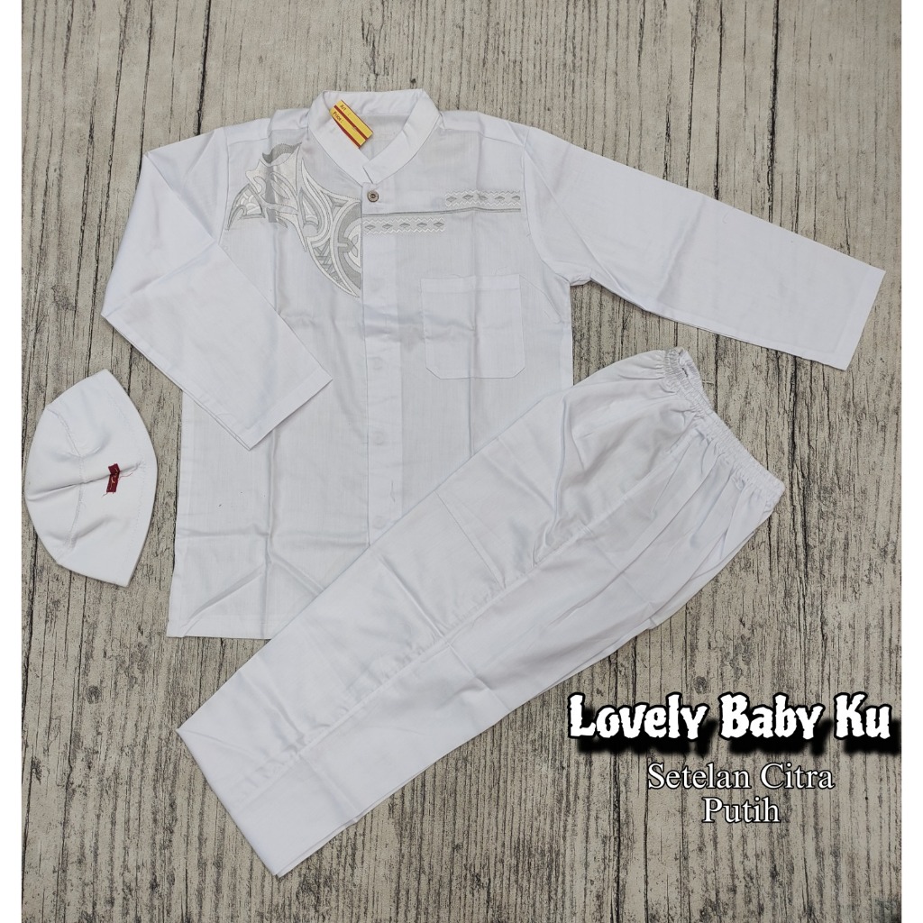 BUSANA MUSLIM ANAK COWOK PUTIH / SETELAN KOKO ANAK COWOK PUTIH / KOKO CITRA PUTIH / KOKO ANAK MERK C