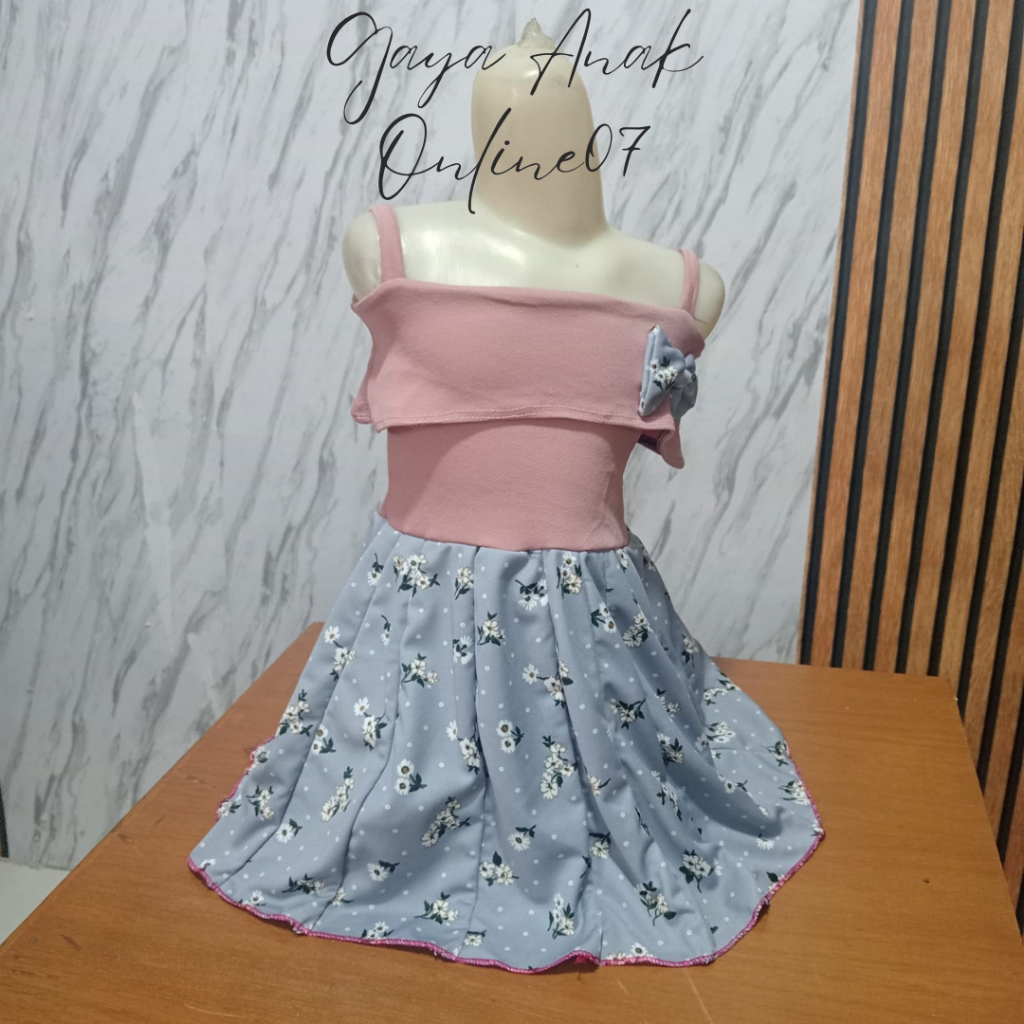 BAYI Dress Anak Perempuan Usia 0-3 Tahun Baju Dres Kemben Tali Dua New Born