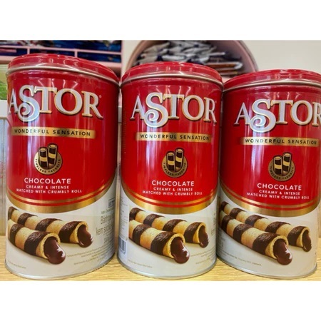 

( Kaleng )Astor Wafer Stick Roll 156gr chocho chocolate | COKLAT KALENG 330 GR