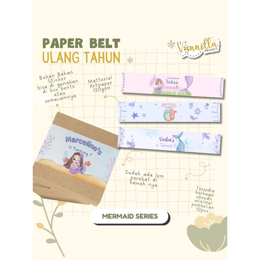 

Paperbelt MERMAID Paper Belt Bento Custom Paper Belt Idul Fitri Paper Belt Ulang Tahun