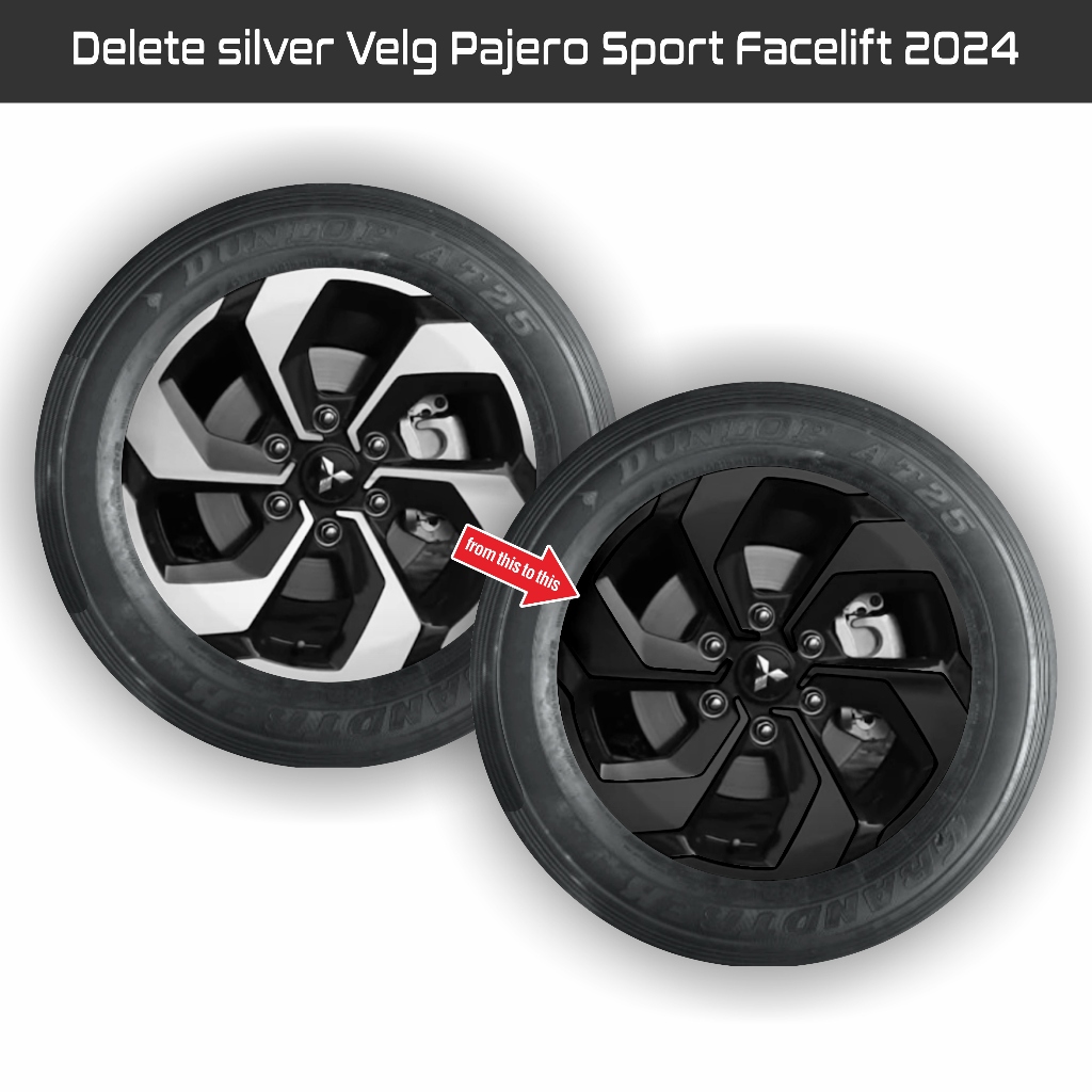 sticker Delete silver Velg Pajero Sport Dakar Facelift 2024 Up (harga untuk 5velg)