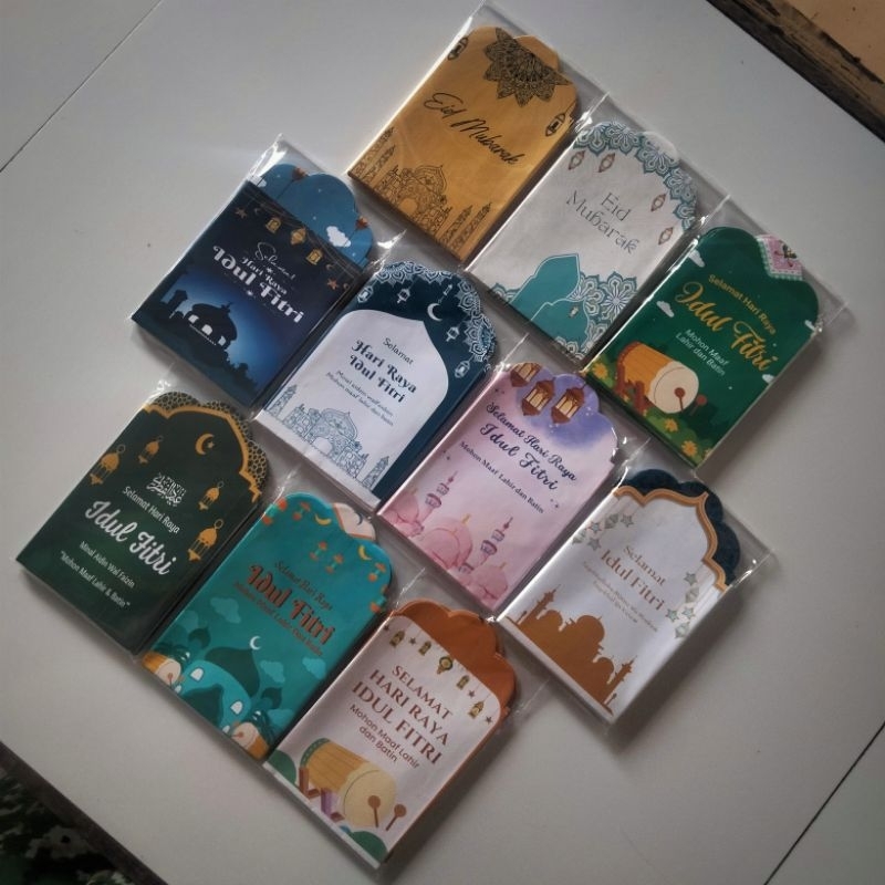 

amplop lebaran motif islami dan snack isi 10 pcs