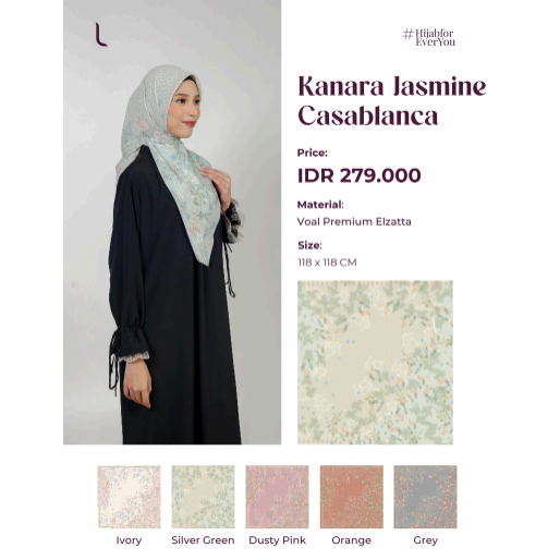 Jilbab Elzatta Segi Empat Elzatta Premium Kanara Jasmine Casablanca
