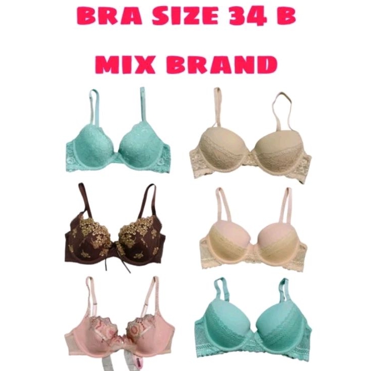 BRA KAWAT BUSA TIPIS/SEDANG SIZE 34B MIX BRAND SISA EXPORT.