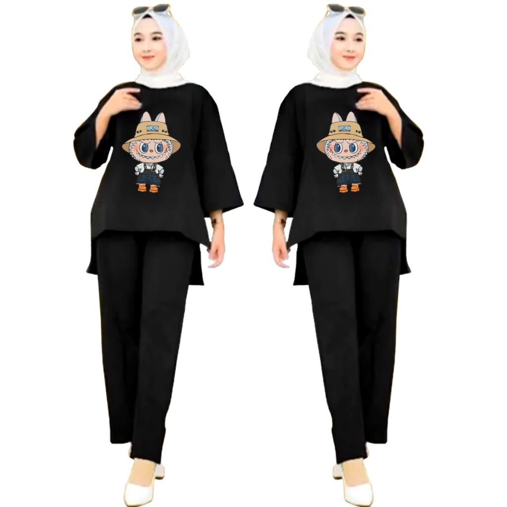 GF - ONE SET LABUBU PEREMPUAN JUMBO LD 110-140 BAHAN KATUN BABY TERRY PREMIUM