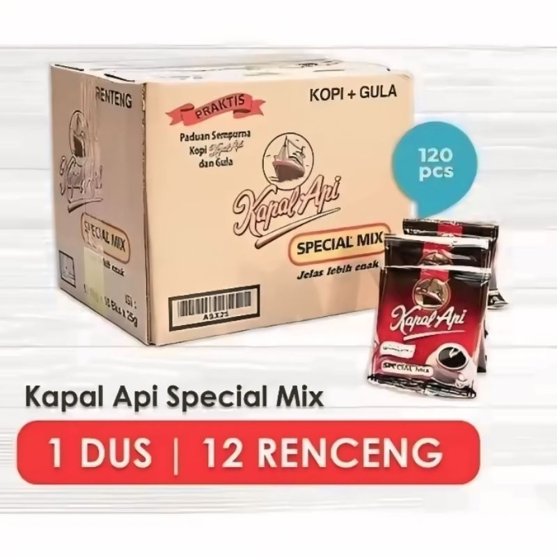 

(PROMO 1 DUS) PUSAT SEMBAKO RAKYAT - Kopi Kapal Api Spesial Mix 1 Dus isi 12 Renceng x 10Sachet Kopi Bubuk Hitam Kopi Asli dari Biji Kopi Pilihan Harga termurah Instan Black Coffee Robusta Gula