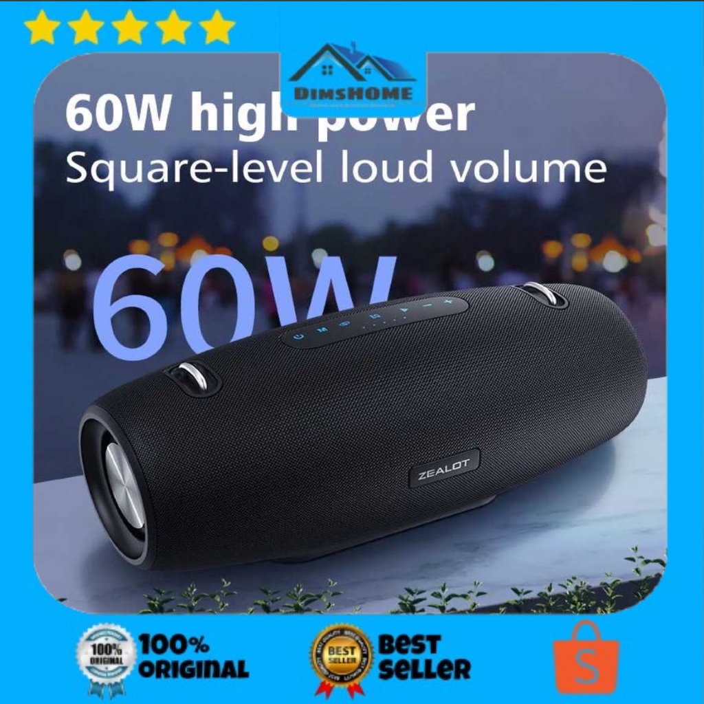 ZEALOT Portable Bluetooth Speaker Stereo Outdoor Waterproof 60W - S-67