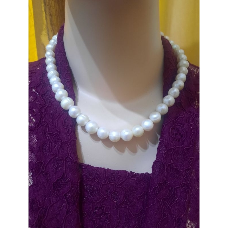Kalung choker mutiara asli air tawar putih