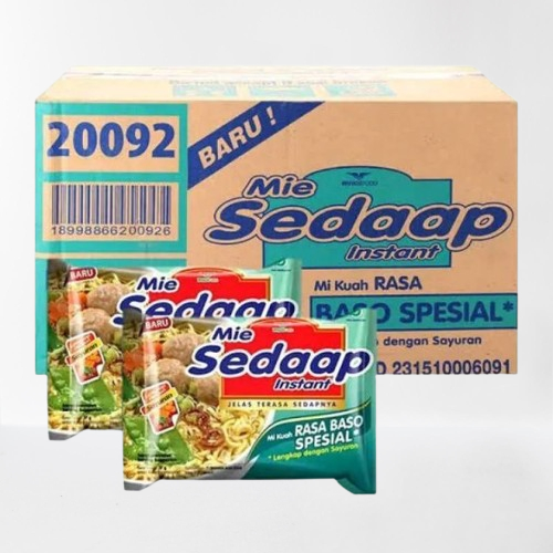 

Sedaap Mie Instan Baso Spesial 75 gr (1 Karton isi 40 pcs)