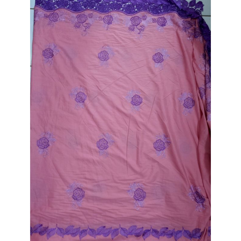 kain katun paris bordir atas bawah motif bunga termurah