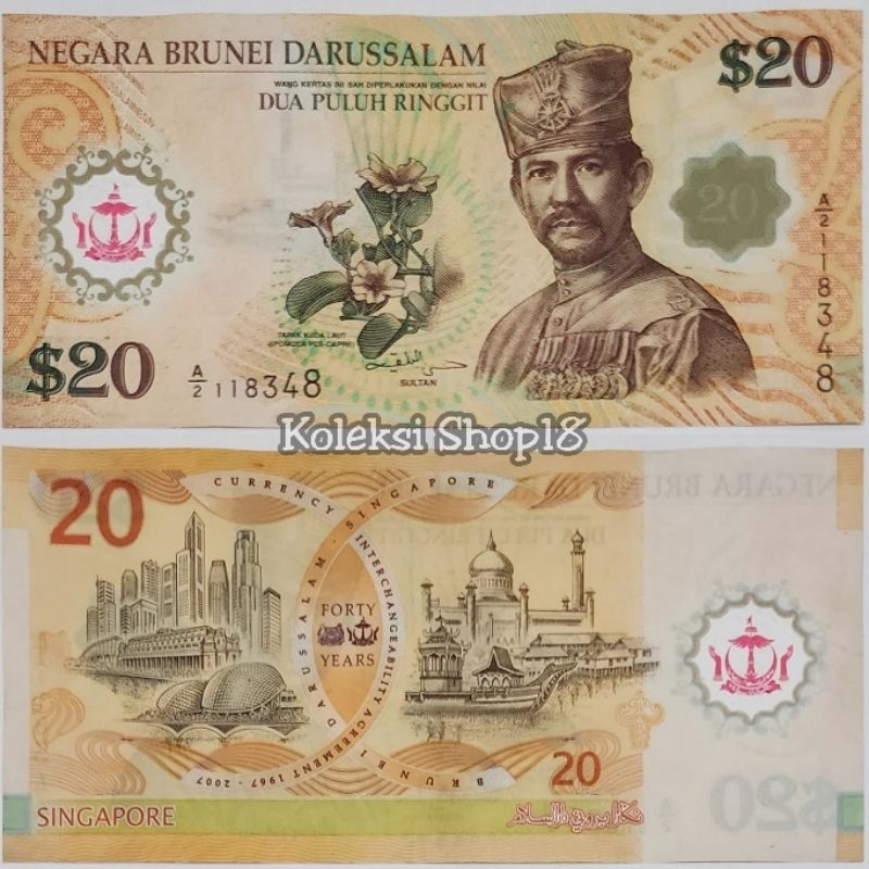 Koleksi Brunei Darussalam Pecahan 20 Dolar Limited Edition Polymer