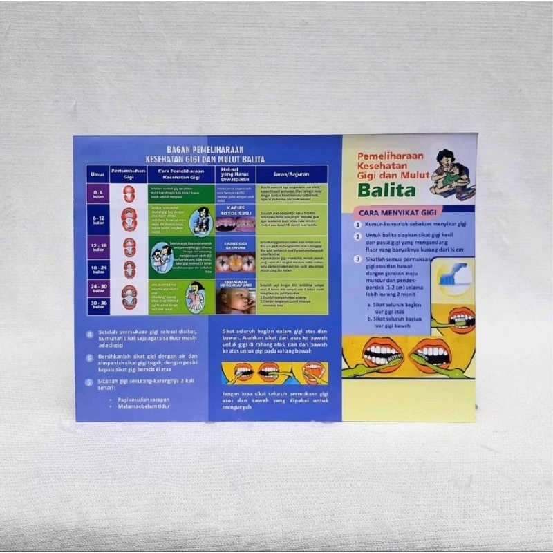 [TERMURAH] Leaflet / Brosur Pemeliharaan Kesehatan Gigi dan Mulut Balita (Anak dibawah 5 Tahun). Isi