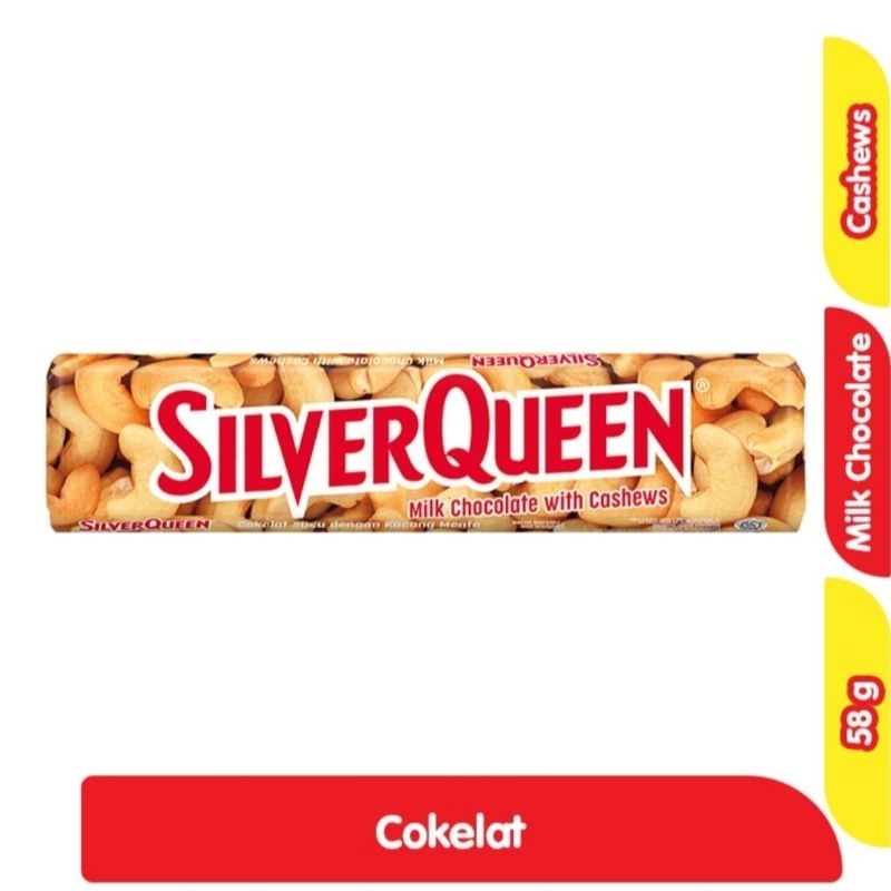 

silverqueen coklat susu batang cashew 58 g