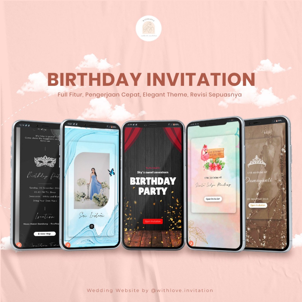 Undangan Digital Website Online Ulang Tahun Sweet 17th / Sweet Seventeen Birthday Custom