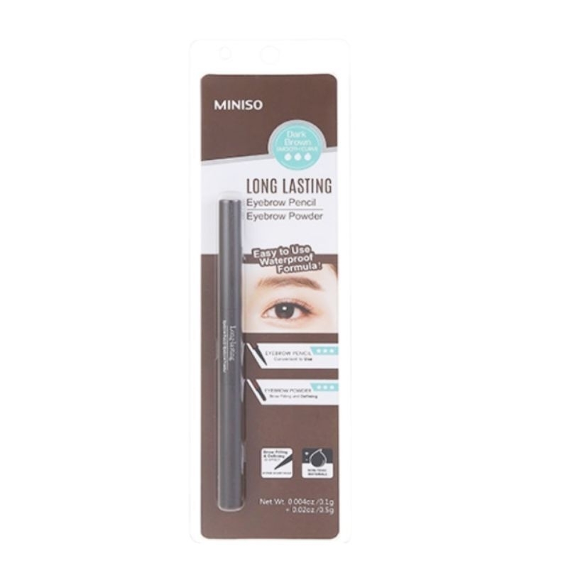 MINISO LONG LASTING EYEBROW PENCIL / EYEBROW POWDER / PENSIL ALIS DARK