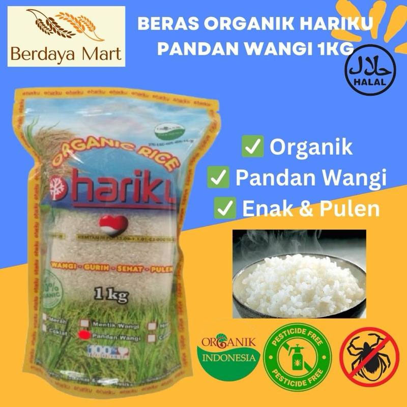 

HARIKU Beras Organik Pandan Wangi 1KG - Kemasan Ziplock