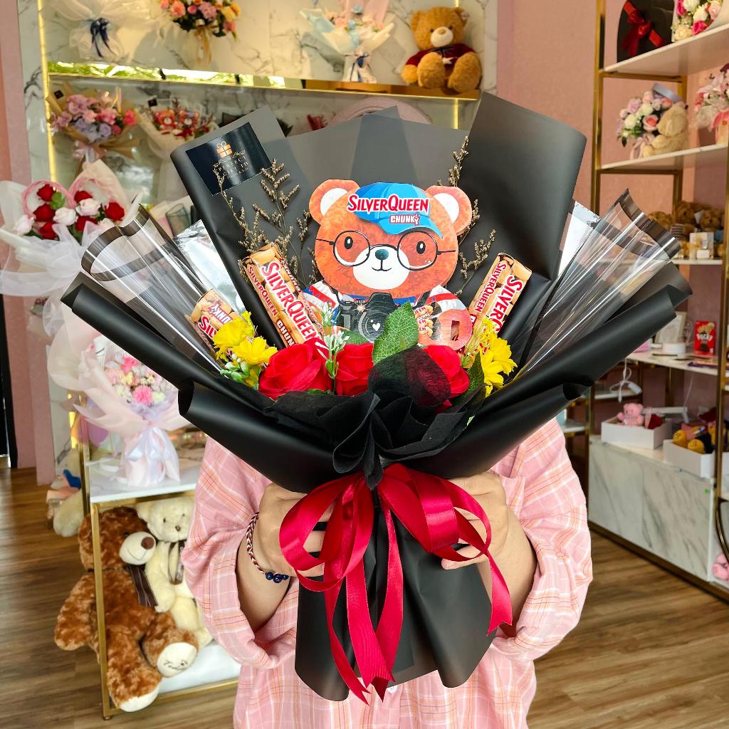 Buket Bunga Beruang Silverqueen Valentine Kado Romantis Kado Ulang Tahun Kado Anniversary