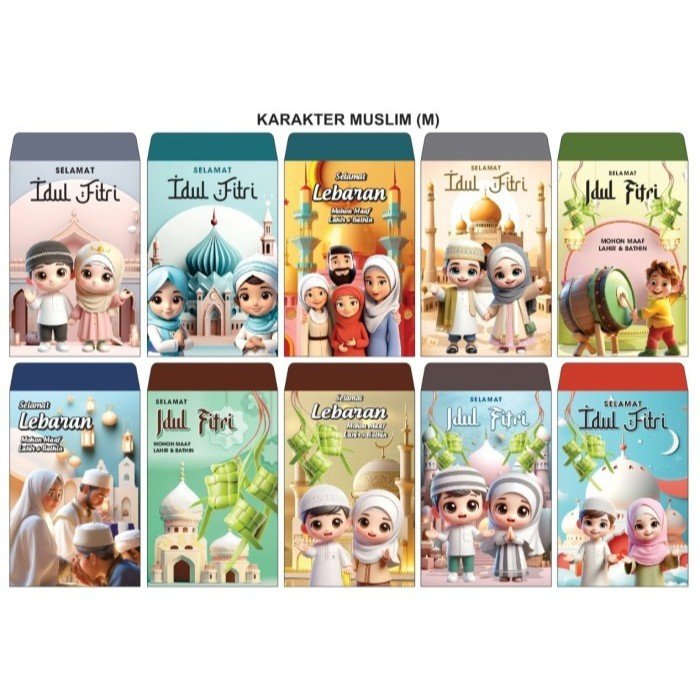

AMPAU 2025 / amplop lebaran mix kartun muslim m UK 11 X 7CM 50 lembar - mix kartunmuslm