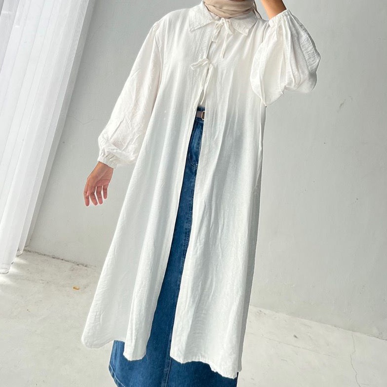 Nara Outer Tunik Polos Linen Tali Depan