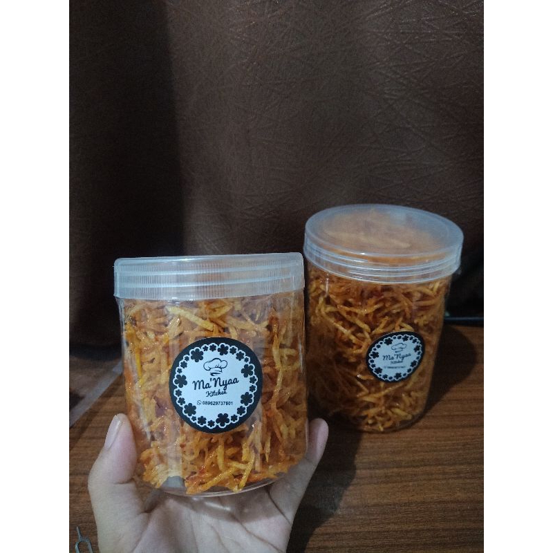 

Kentang mustofa pedas manis kemasan toples 500ml