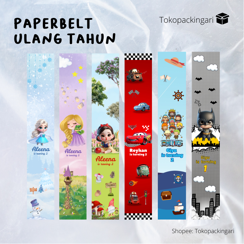 Paper Belt Ulang Tahun | Sleeve Box | Label Segel Box | Label Segel | Label Bento Ulang Tahun Anak |