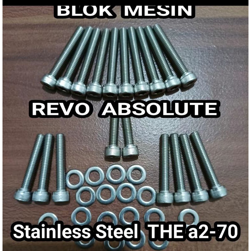 baut bak blok mesin set revo absolute stainless