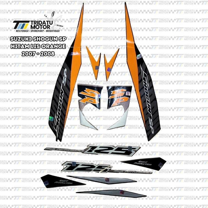 STRIPING SHOGUN SP HITAM ORANGE 2007 2008 STICKER LIS LIST DECAL SHOGUN SP 2007 2007 HITAM OREN KUAL