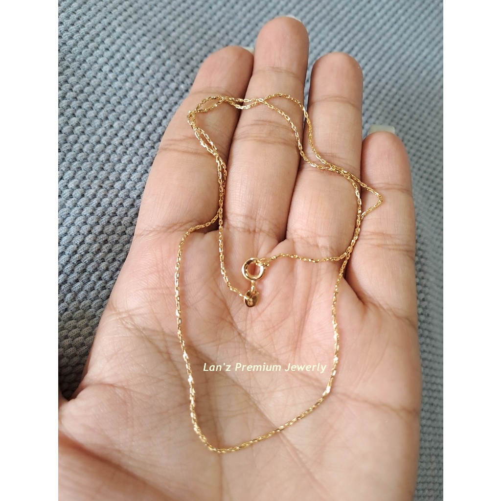 Kalung Titanium Lapis Emas 22 Karat, Rantai 40 cm, Anti Karat dan Anti Hitam, Nyaman Dipakai Sehari-