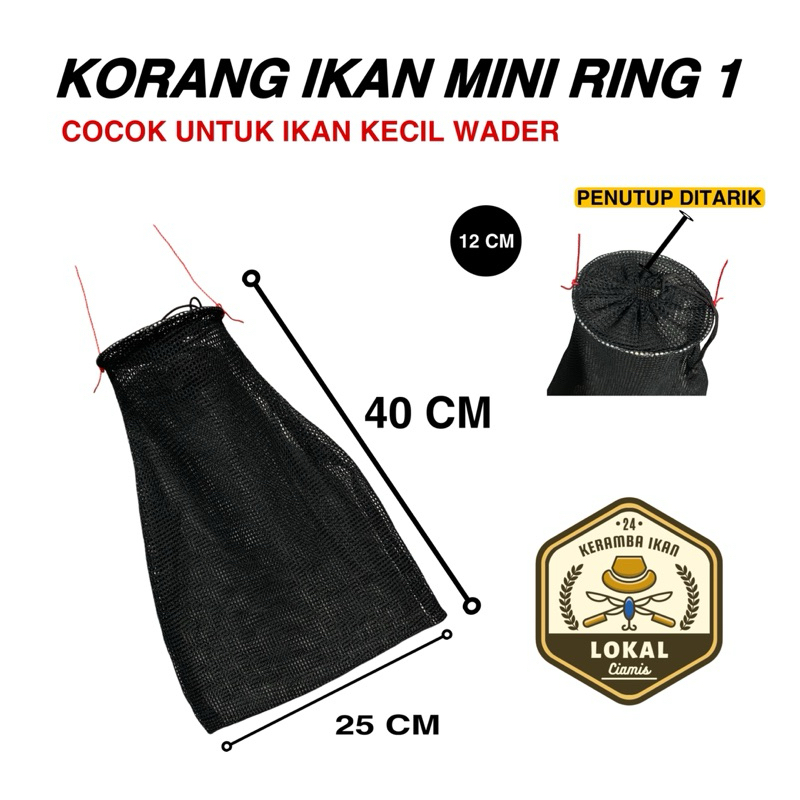 KORANG IKAN MINI RING 1 40CM PENUTUP TARIK Pl m KORANG| KOJA IKAN KAIN HALUS | KORANG PANCING  | BUB