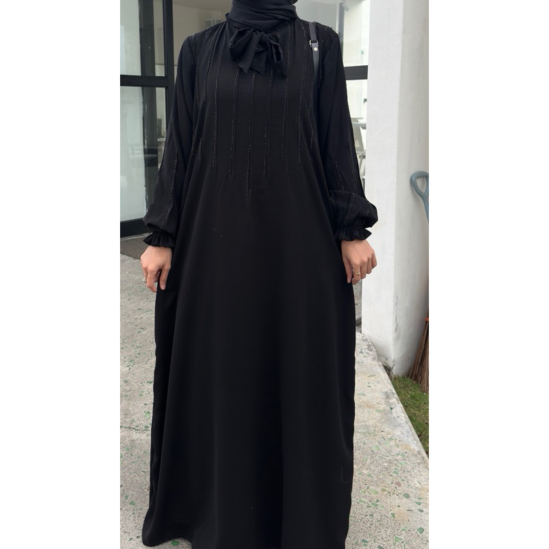 Abaya Shakira elegant bahan saudi jetblack premium