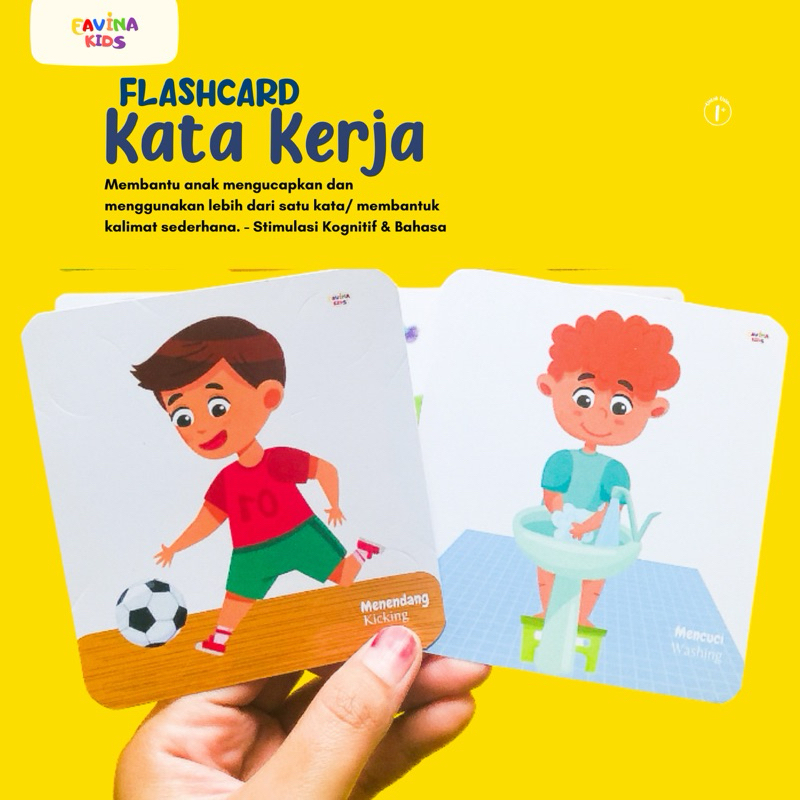 Flash Card Mengenal Kata Kerja Kartu Terapi Wicara Kosa Kata Anak