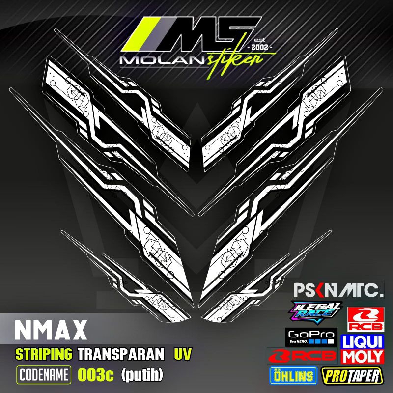 Decal Sticker Striping Variasi Transparan Uv Nmax Old Nmax Gen 1 Nmax Lama 2015-2019 Yamaha Nmax 155