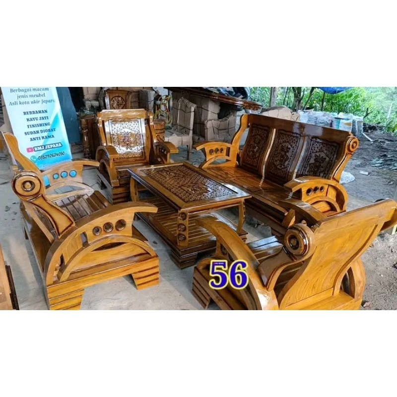 Kursi tamu jati model becak jepara