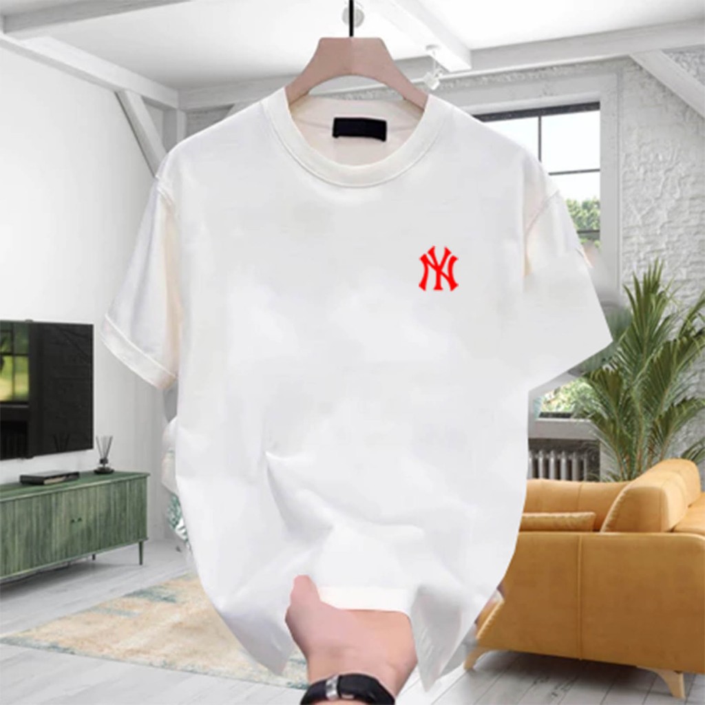 COD Baju Kaos Keren Kaos Distro Motif NY Text Merah Premium Quality Kaos Cotton Combed 24s Lengan pe