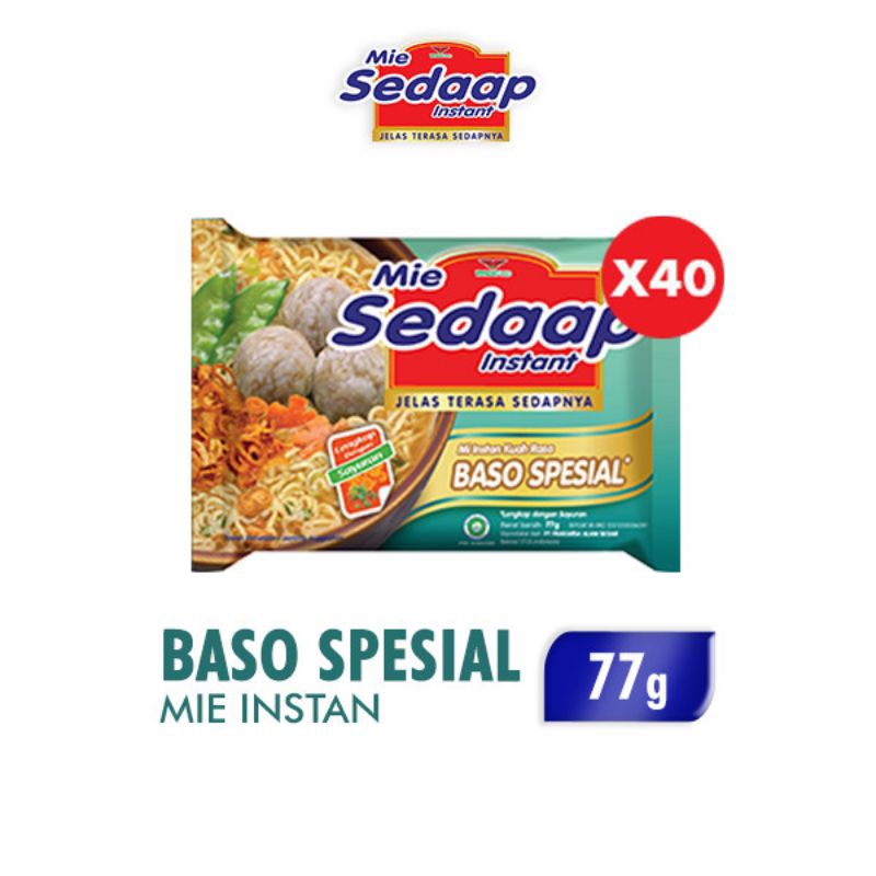 

Mie Sedaap Instant Baso Spesial Mies Terasa Sedapnya 77g x40