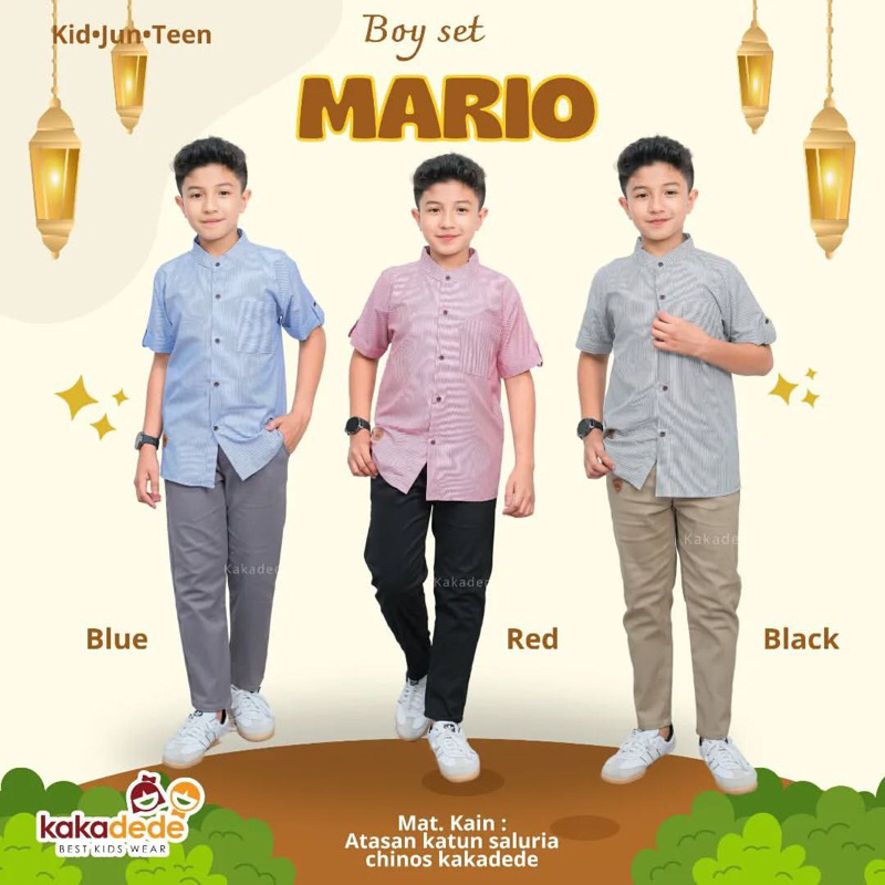 Boy Set Mario / Set Baju Koko / Set Baju Koko Anak / Baju Koko Premium Anak