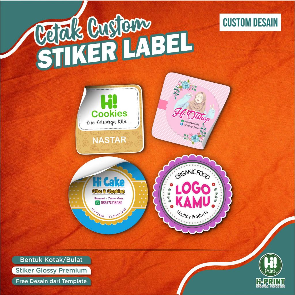 Cetak stiker label bulat custom
